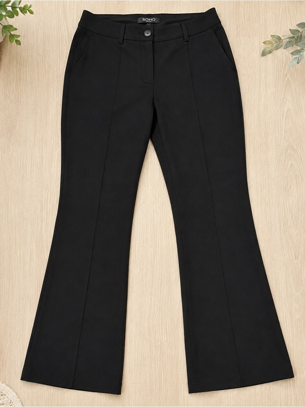 SOHO Black Flare Pants Size L Stretch Dress Pants